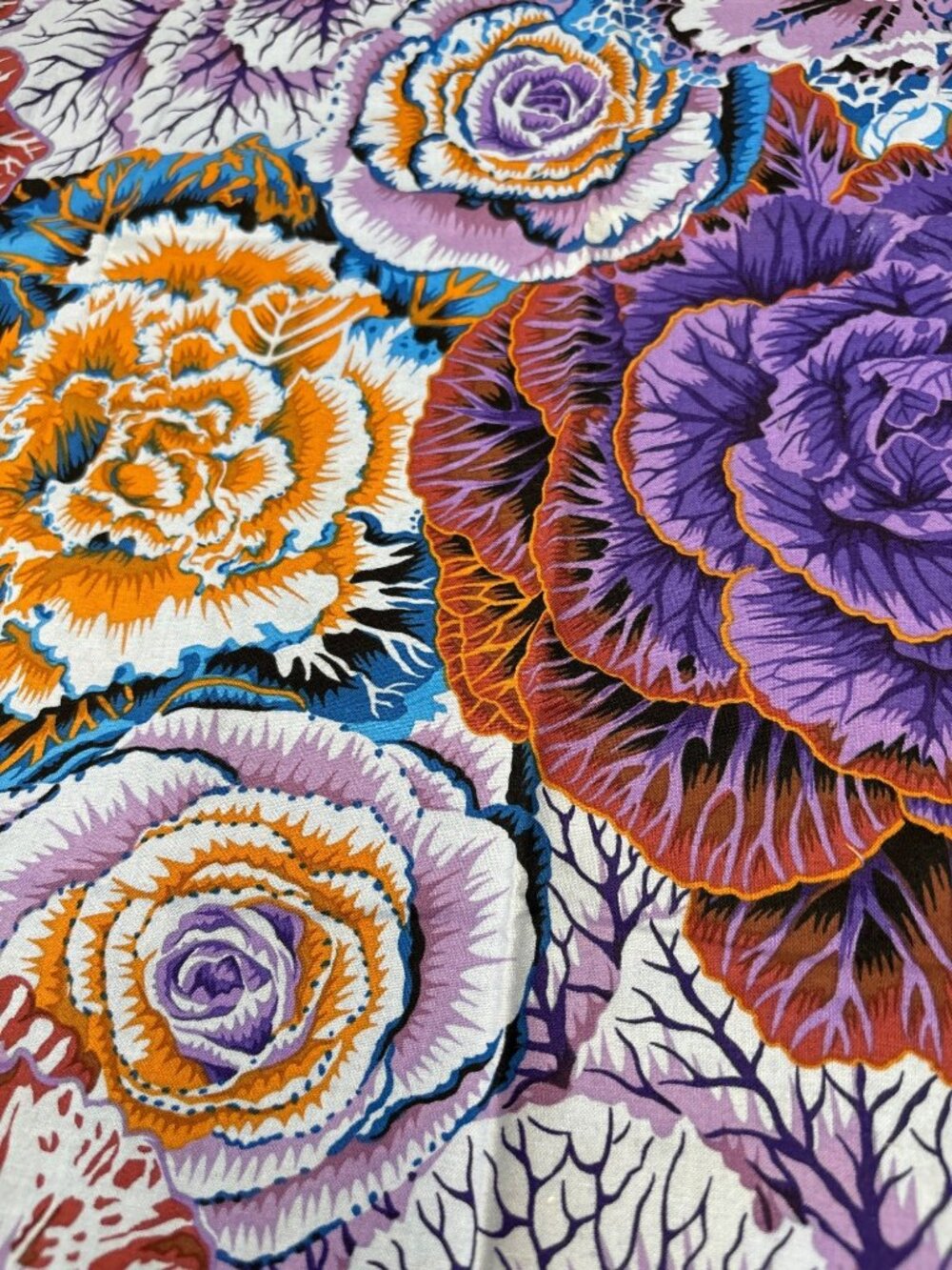 Kaffe Fassett Brassica Rowan Quilting Cotton Fabric 18x42" Purple Orange Floral - Picture 9 of 14